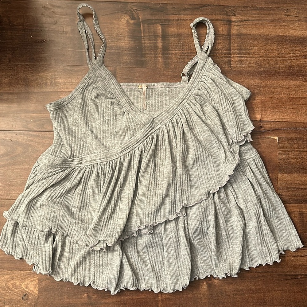 FP gray ruffled top